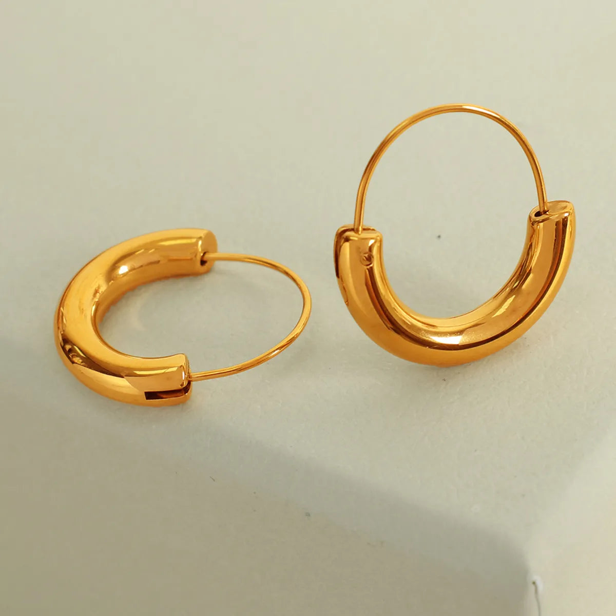 1 Pair Casual Commute IG Style Semicircle Polishing 304 Stainless Steel 18K Gold Plated Earrings