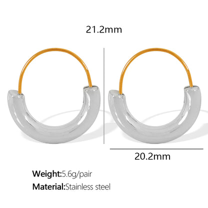 1 Pair Casual Commute IG Style Semicircle Polishing 304 Stainless Steel 18K Gold Plated Earrings