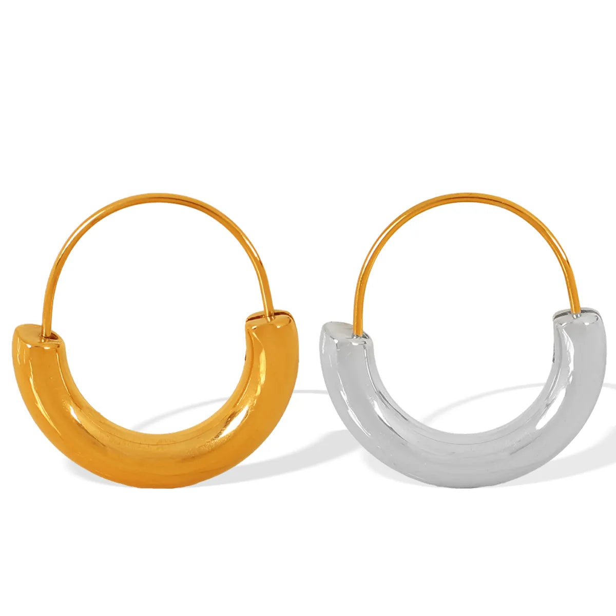 1 Pair Casual Commute IG Style Semicircle Polishing 304 Stainless Steel 18K Gold Plated Earrings