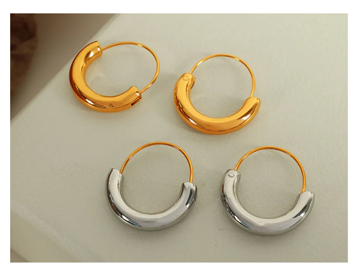 1 Pair Casual Commute IG Style Semicircle Polishing 304 Stainless Steel 18K Gold Plated Earrings