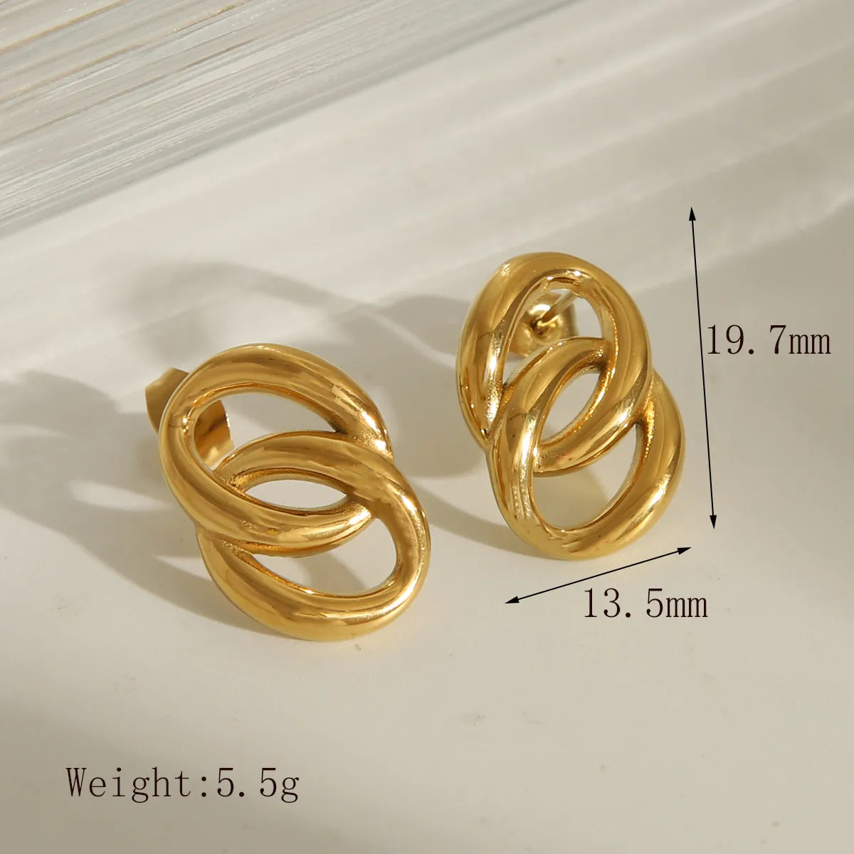 1 Pair Casual Commute Irregular 304 Stainless Steel 18K Gold Plated Ear Studs