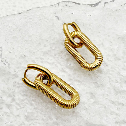 1 Pair Casual Commute Oval Plating Stainless Steel Gold Plated Drop Earrings