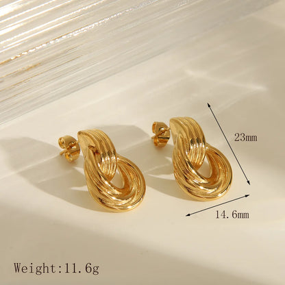 1 Pair Casual Commute Solid Color Knot 304 Stainless Steel 18K Gold Plated Ear Studs