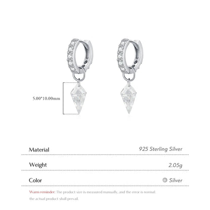 1 Pair Casual Commute Solid Color Plating Inlay Sterling Silver Zircon Silver Plated Drop Earrings