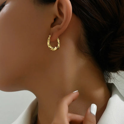 1 Pair Casual Commute Solid Color Plating Stainless Steel 18k Gold Plated White Gold Plated Earrings