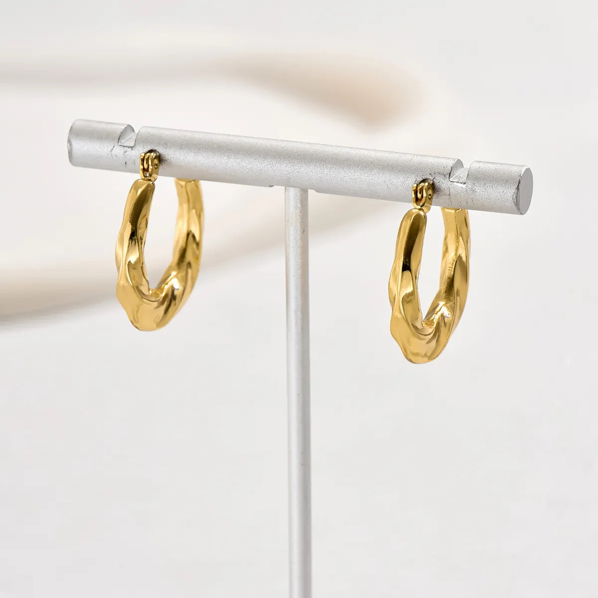 1 Pair Casual Commute Solid Color Plating Stainless Steel 18k Gold Plated White Gold Plated Earrings