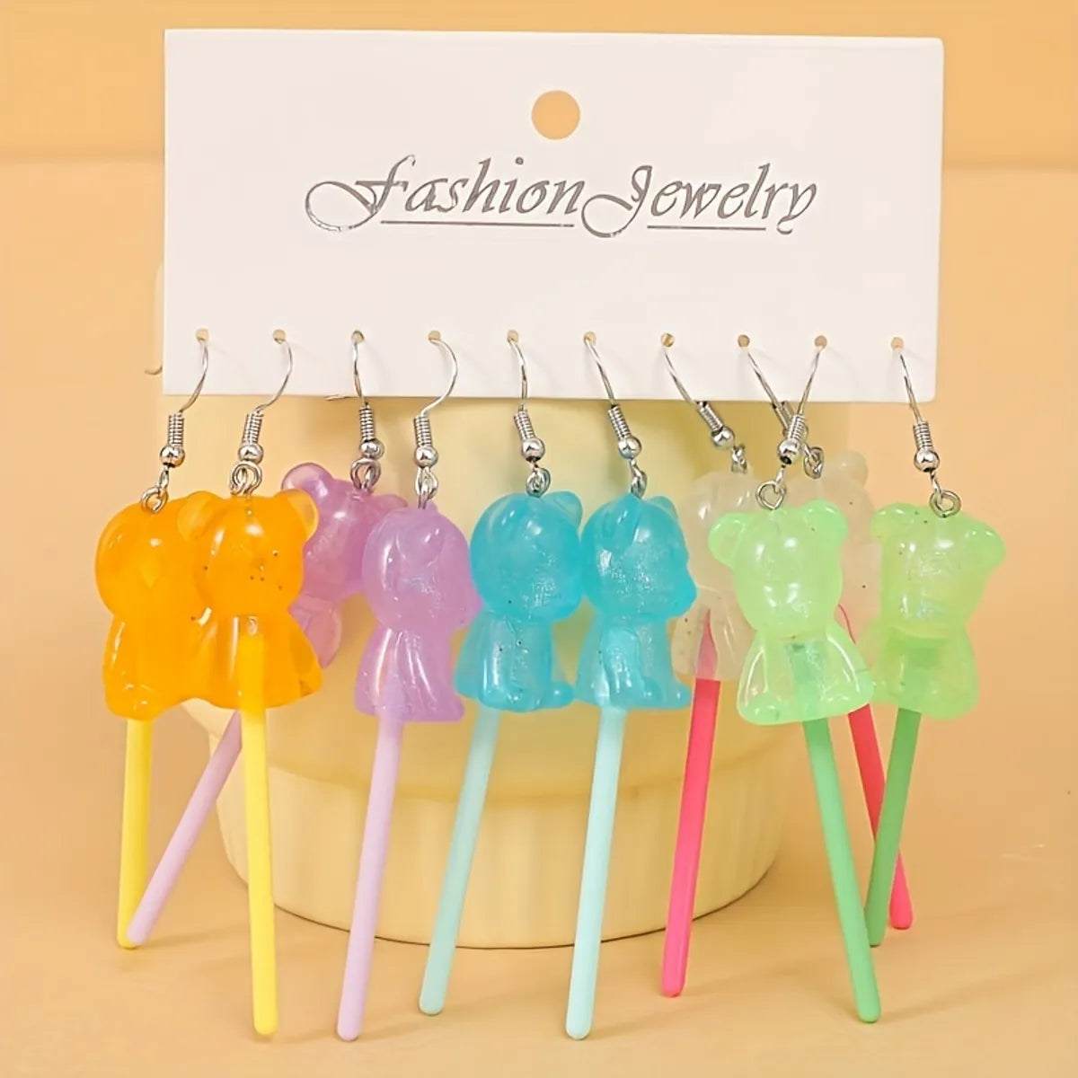 1 Pair Casual Cute Bear Resin Drop Earrings