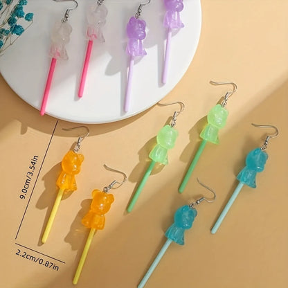 1 Pair Casual Cute Bear Resin Drop Earrings