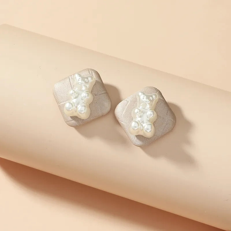 1 Pair Casual Cute Bear Rhombus Alloy Ear Studs