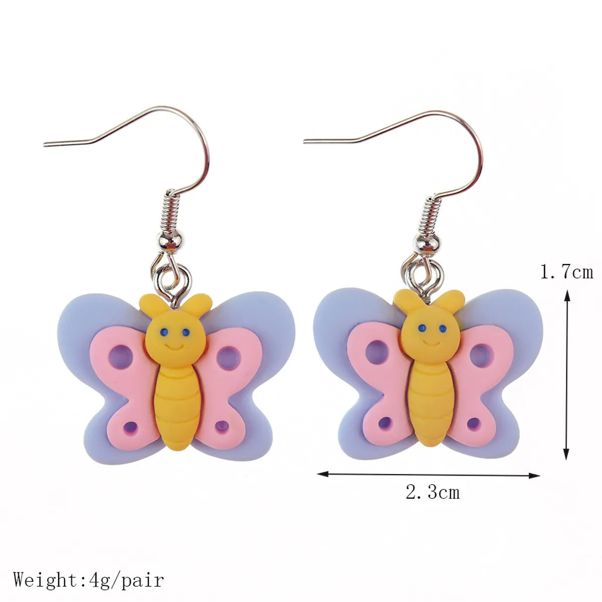 1 Pair Casual Cute Bee Butterfly Plastic Resin Drop Earrings