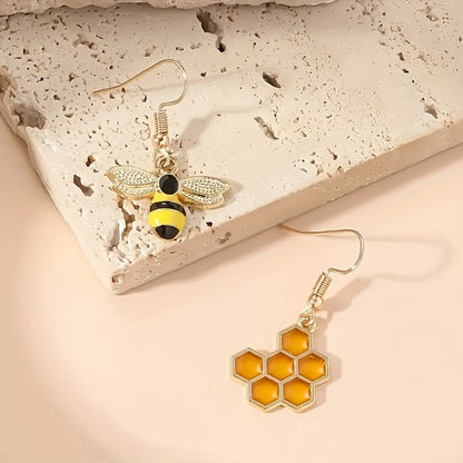 1 Pair Casual Cute Bee Enamel Alloy Drop Earrings