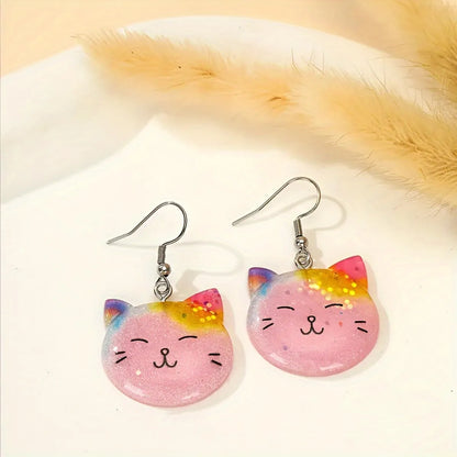 1 Pair Casual Cute Cat Resin Drop Earrings