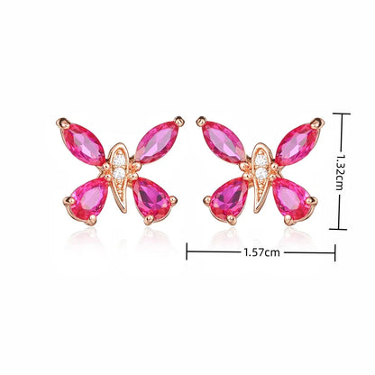 1 Pair Casual Cute Flower Plating Inlay Brass Artificial Gemstones Zircon 16K Gold Plated Rose Gold Plated White Gold Plated Ear Studs