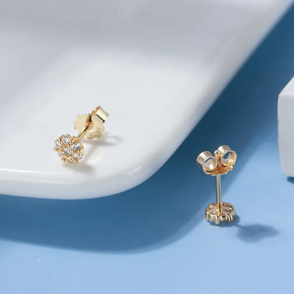 1 Pair Casual Cute Flower Plating Inlay Sterling Silver Zircon 14k Gold Plated Ear Studs