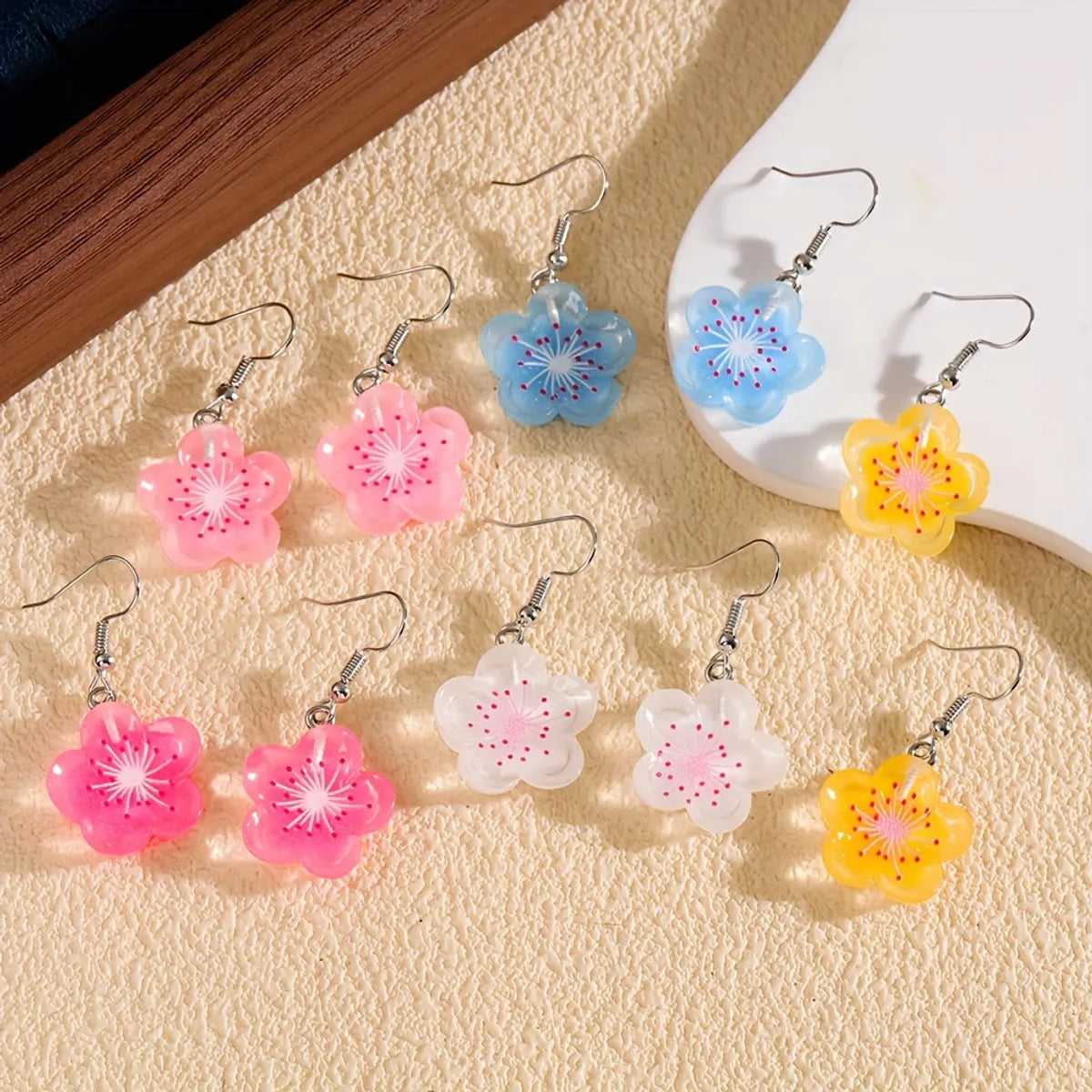 1 Pair Casual Cute Flower Resin Drop Earrings