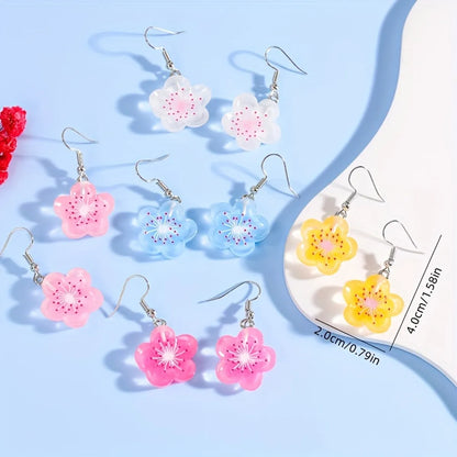 1 Pair Casual Cute Flower Resin Drop Earrings