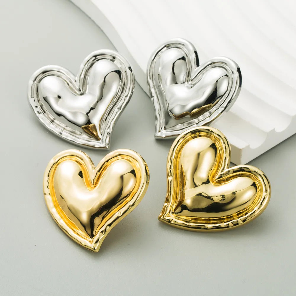 1 Pair Casual Cute Heart Shape Alloy Gold Plated Silver Plated Ear Studs