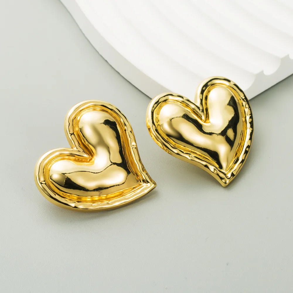 1 Pair Casual Cute Heart Shape Alloy Gold Plated Silver Plated Ear Studs