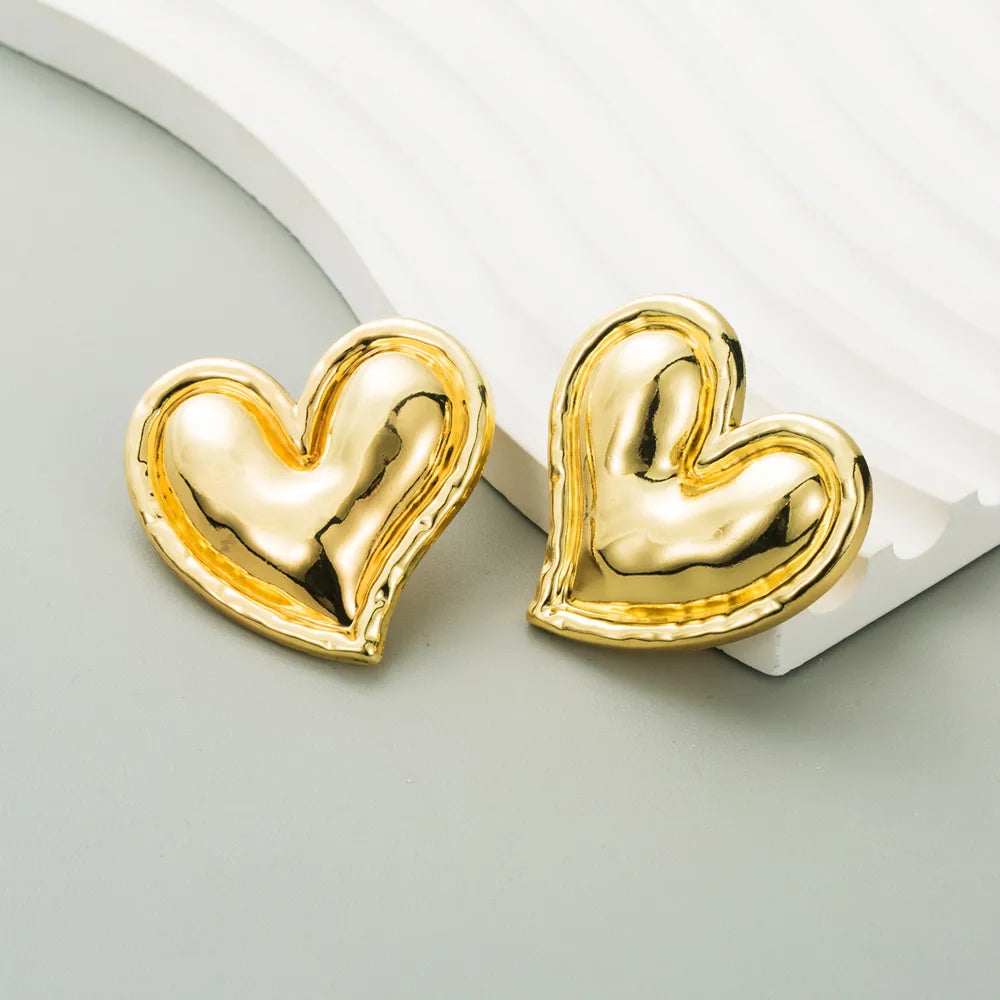 1 Pair Casual Cute Heart Shape Alloy Gold Plated Silver Plated Ear Studs