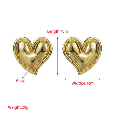 1 Pair Casual Cute Heart Shape Alloy Gold Plated Silver Plated Ear Studs