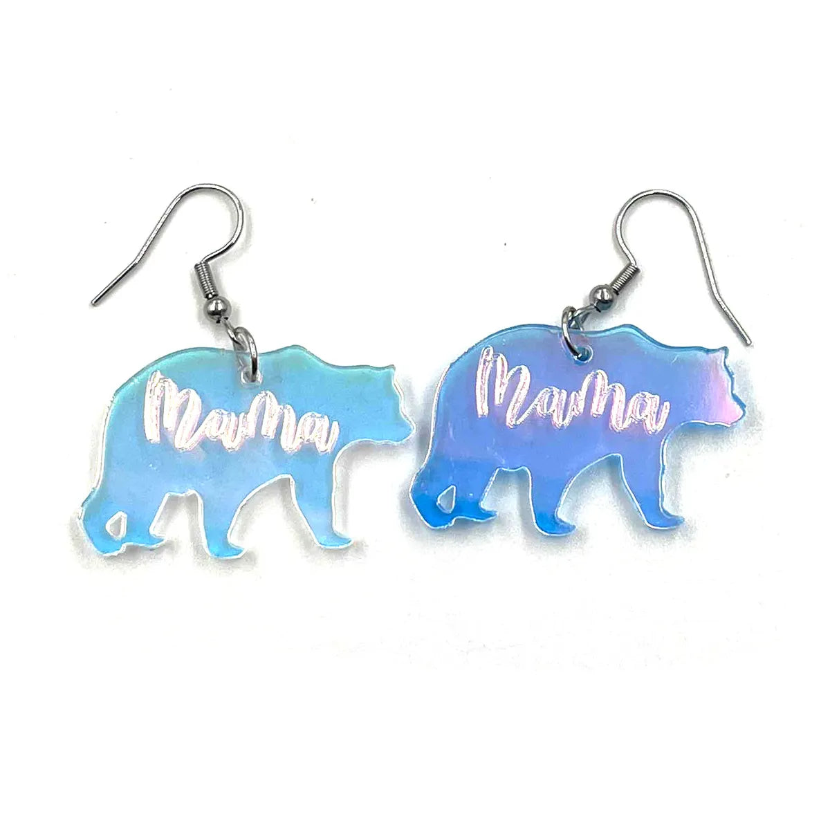 1 Pair Casual Cute MAMA Letter Bear Printing Arylic Drop Earrings