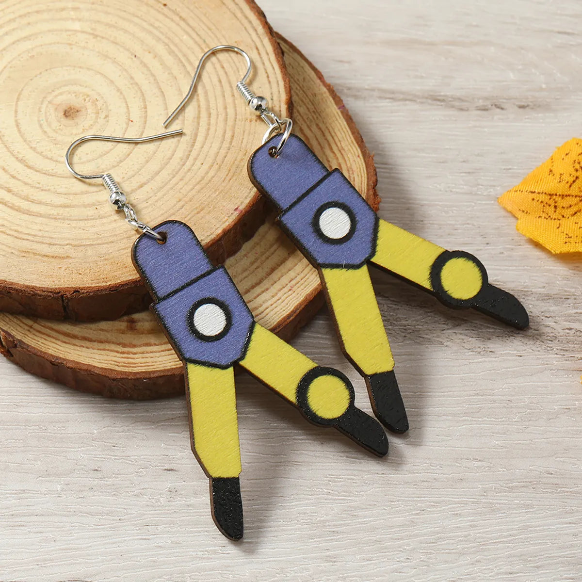 1 Pair Casual Cute Pastoral Book Scissors Pencil Wood Silver Plated Drop Earrings