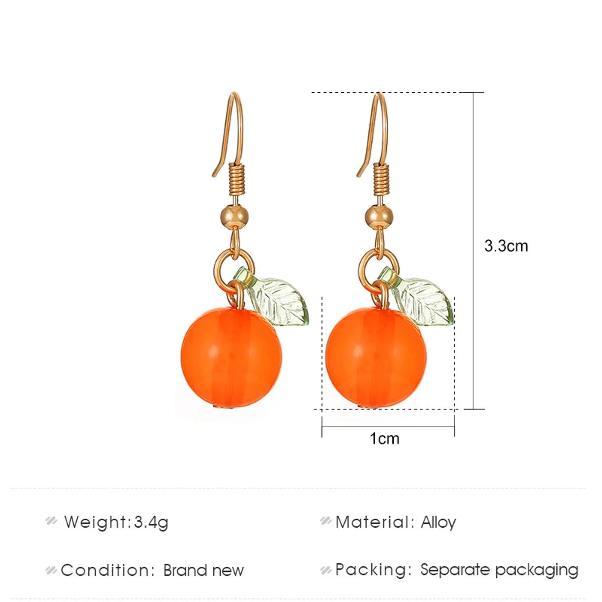 1 Pair Casual Cute Pastoral Orange Alloy Drop Earrings