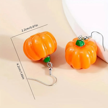 1 Pair Casual Cute Pumpkin Resin Drop Earrings