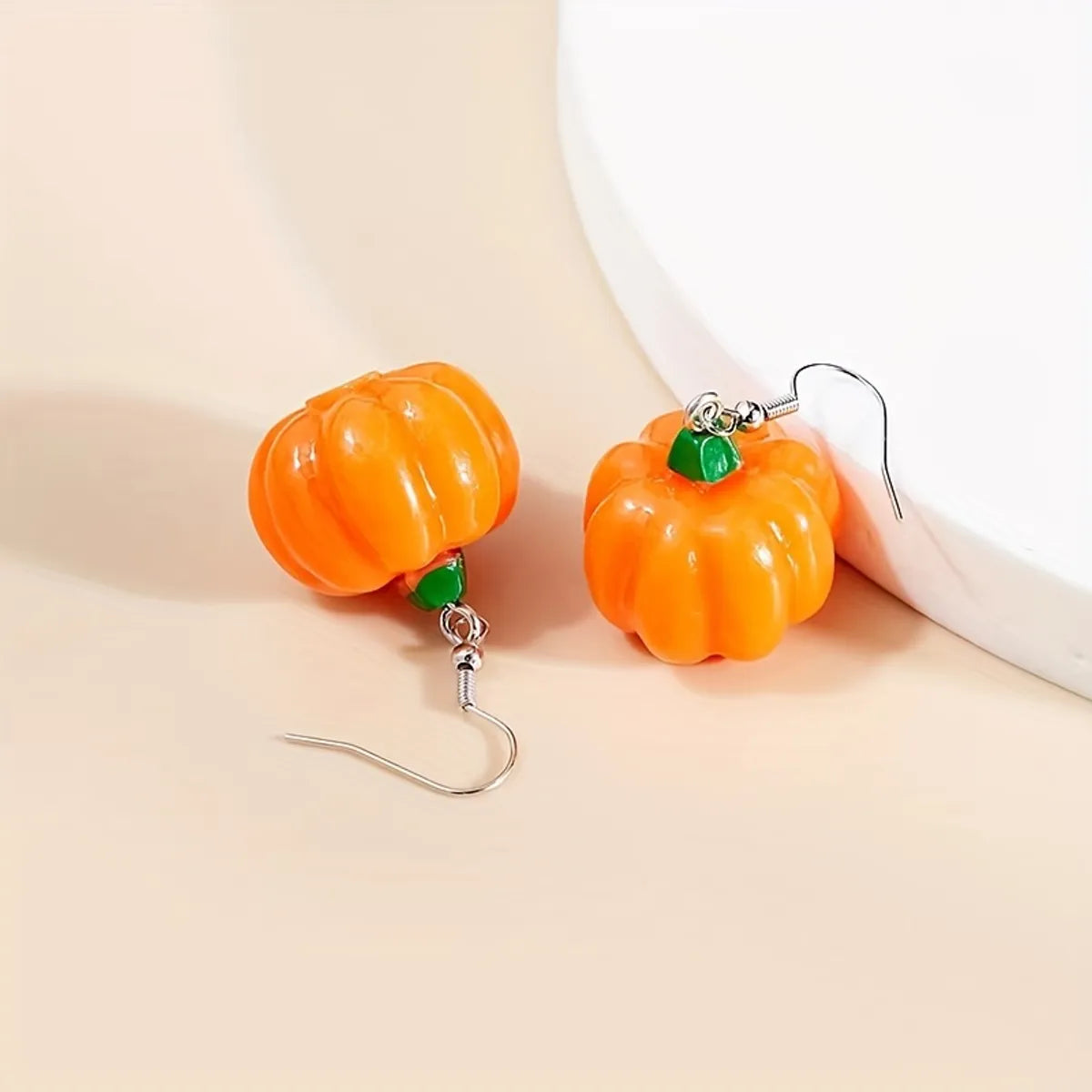 1 Pair Casual Cute Pumpkin Resin Drop Earrings