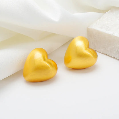 1 Pair Casual Cute Romantic Heart Shape Copper Ear Studs