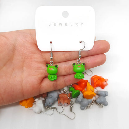 1 Pair Casual Cute Simple Style Animal Fox Frog Alloy Resin