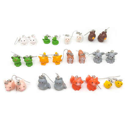 1 Pair Casual Cute Simple Style Animal Fox Frog Alloy Resin