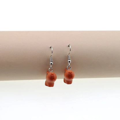 1 Pair Casual Cute Simple Style Capybara Alloy Resin Drop Earrings