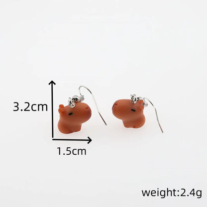 1 Pair Casual Cute Simple Style Capybara Alloy Resin Drop Earrings