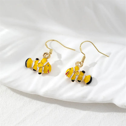 1 Pair Casual Cute Simple Style Color Block Enamel Alloy Drop Earrings