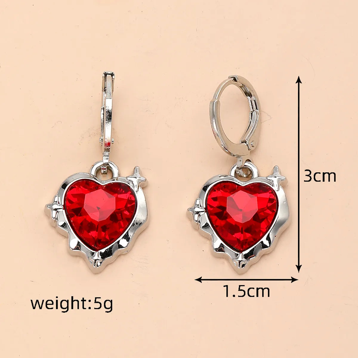 1 Pair Casual Cute Simple Style Heart Shape Artificial Crystal Alloy Drop Earrings