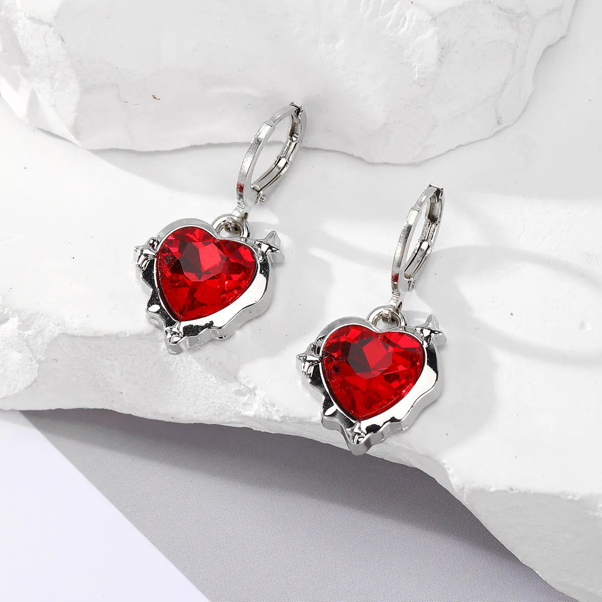 1 Pair Casual Cute Simple Style Heart Shape Artificial Crystal Alloy Drop Earrings