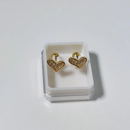 1 Pair Casual Cute Streetwear Dolphin Heart Shape Airplane Plating Stainless Steel Artificial Pearls Rhinestones Zircon 18K Gold Plated Ear Studs