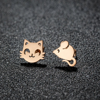 1 Pair Casual Cute Sweet Animal Irregular Polishing Plating 304 Stainless Steel 18K Gold Plated Ear Studs