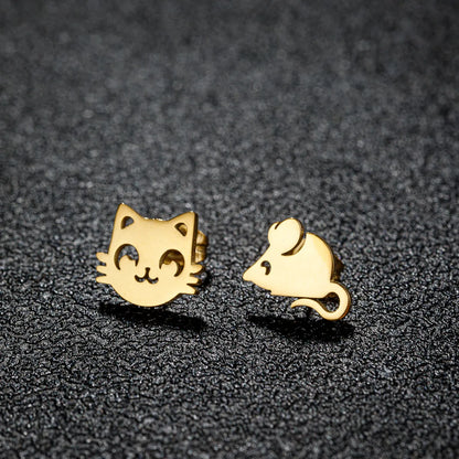 1 Pair Casual Cute Sweet Animal Irregular Polishing Plating 304 Stainless Steel 18K Gold Plated Ear Studs