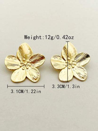 1 Pair Casual Cute Sweet Flower Stainless Steel Polishing Plating Gold Plated Ear Studs