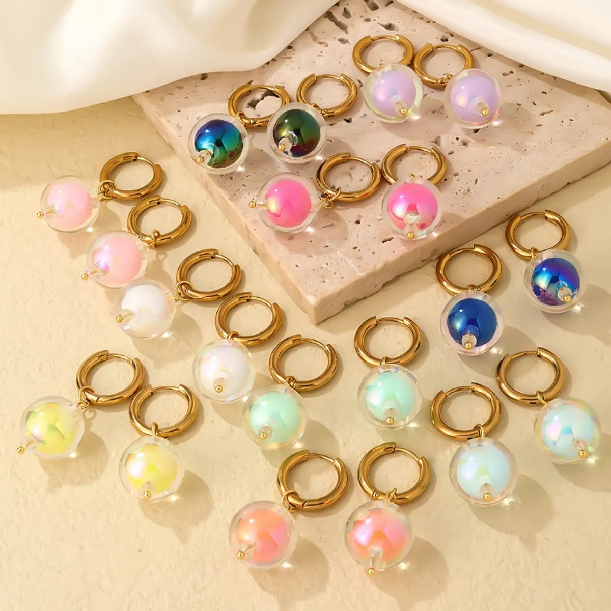 1 Pair Casual Cute Sweet Round Plating Copper Drop Earrings