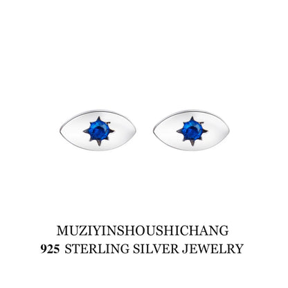 1 Pair Casual Devil's Eye Plating Inlay Sterling Silver Rhinestones Ear Studs