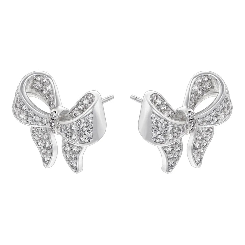 1 Pair Casual Elegant Bow Knot Inlay Copper Zircon 18K Gold Plated Ear Studs