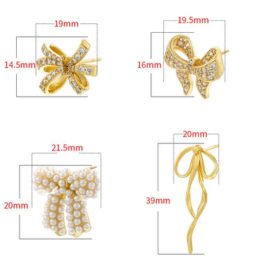 1 Pair Casual Elegant Bow Knot Inlay Copper Zircon 18K Gold Plated Ear Studs