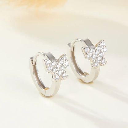 1 Pair Casual Elegant Butterfly Inlay Sterling Silver Zircon White Gold Plated Gold Plated Earrings