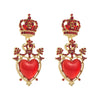 1 Pair Casual Elegant Classic Style Heart Shape Crown Inlay Alloy Resin Rhinestones Gold Plated Drop Earrings