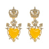 1 Pair Casual Elegant Classic Style Heart Shape Crown Inlay Alloy Resin Rhinestones Gold Plated Drop Earrings