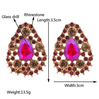 1 Pair Casual Elegant Classic Style Water Droplets Inlay Alloy Rhinestones Gold Plated Ear Studs