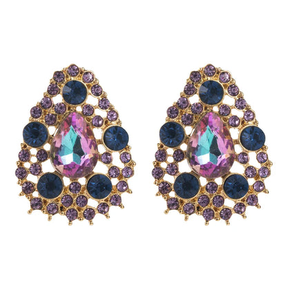 1 Pair Casual Elegant Classic Style Water Droplets Inlay Alloy Rhinestones Gold Plated Ear Studs